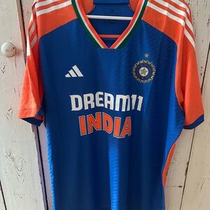 Blue and Orange Adidas India Jersey Cricket Jersey